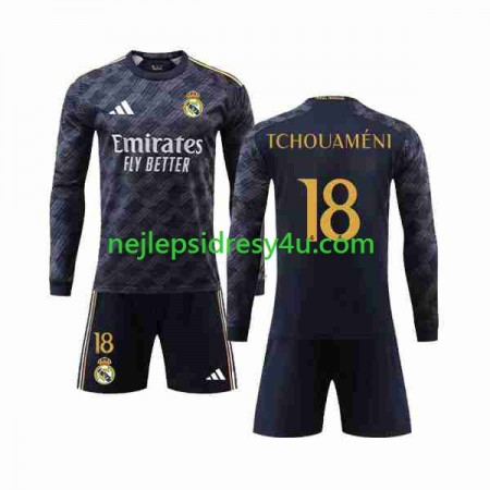 Fotbalový Dres Real Madrid Aurelien Tchouameni 18 Dětské Venkovní 2023/24 Dlouhý Rukáv